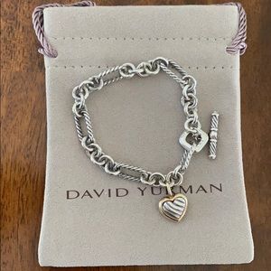David Yurman Classic Cable Heart Charm Bracelet